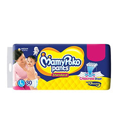 Mamypoko pants All night absorb| Pant Style Baby Diapers Large Size(L), 124 Count,(62*2) Ideal for 9-14Kgs|1 Diaper= Upto All night Absorption|Wider Crisscross Sheet|Gentle Coco Care| 12hr Leakage Protection| Prevents Heaviness.