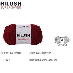 HILUSH Supersaver,Poly Yarn Supersoft Hand Knitting Wool Ball,(1 Ball/100 Gram Each)Ball Suitable For Craft,Crochet,Amigurumi,Embroidery,Toys,Garments,Flowers And Hobby Projects,2 Fine,Shade No(Black)