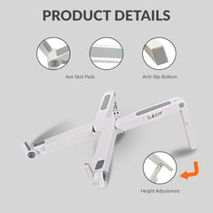 Tukzer (Imported Foldable Laptop Stand Riser for Laptop, MacBook, Notebook & Tablets up to 17 Inch, 7 Level Height Angle Adjustment, 2X Stronger M-Shape Aluminum Silicone Pads Air Ventilation-Black