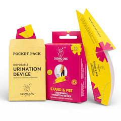 COSMIC CHIC Disposable Female Urination Device for Women | Portable, Leak-proof Stand and Pee Funnels for Women, Girls| Public Toilets, Travel, Camping, Hiking and Outdoor Activities (Pack Of 6)