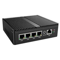 SKULLSAINTS Onyx: J6412 Fanless Mini Industrial PC with 4X 2.5G i226 LAN, WiFi 6, Soft Router Firewall, HDMI2.0, and 13 Ports