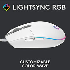 Logitech G102 Light Sync Gaming Mouse with Customizable RGB Lighting, 6 Programmable Buttons, Gaming Grade Sensor, 8K DPI Tracking,16.8mn Color, Light Weight - Black
