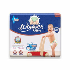 Wowper Easy Pants Baby Diaper | Medium Size Diapers | Diapers with Wetness Indicator | Upto 12 Hrs Absorption | 7-12 Kg | 34 Counts