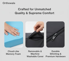 Orthowala Premium Adjustable Bed Wedge Pillow with Headrest – Memory Foam Support for Acid Reflux, Snoring, Back & Leg Pain – 2 Years Warranty