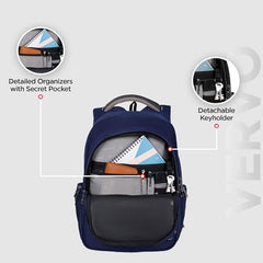HARISSONS Vervo 40L Waterproof Laptop Backpack for Men & Women | Fits 15.6" Laptop with Sternum Strap, Quick Access Pocket, Detachable Key Holder, Organized Compartments & Raincover (Grey)
