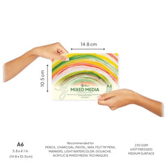 Zen Sangam Bookmark Mixed Media Glued Sketch Pad | 230GSM 100% Cellulose, Hot Pressed | 48 Sheets Size(18x5cm) | Medium Grain | for Pencil, Charcoal, Pastel, Wax, Acrylic, Gouache, Light Watercolor