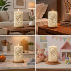 Decorative Fragrance Candle with Raised 3D Ivory Swirl Pillar Artwork | Long Burning Scented Candle for Home Décor, Living Room, Bedroom, Meditation Space, Table Decoration & Gift