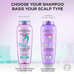 L'Oreal Paris Hyaluron Moisture Shampoo Refill - Hyaluronic Acid, 500ml | 500ml refill for dry, dehydrated hair. Provides 72 hours hydration, leaving hair soft, shiny, & bouncy. Ideal for daily wash.