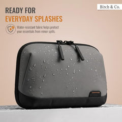 Birch & Co. Travel Organizer Pouch - Gadgets, Cable and Travel Accessories Organisers with Multiple Compartments, Zipper Pocket, Pen Holders, Water-Resistant Accessory Case for Cables, Grey