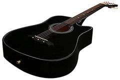 Juârez Acoustic Guitar Kit, JRZ38C/BK 38 Inch Cutaway, 038C with Bag, Strings, Pick and Strap, Black