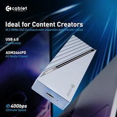 Cablet M.2 NVMe/NGFF SSD Enclosure USB 3.1 Gen2 10Gbps for 2242/2260/2280 M-Key/M+B Key PCIe SSD, Supports Dual Protocol NVMe and NGFF SSD, UASP Max 2TB, Aluminium Case