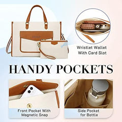 Womanix Laptop Tote Bag,14 inch Laptop Bag, Shoulder Bags With Back Trolley Strap, Casual Briefcase, Handbag for Travel, Office, College,Work