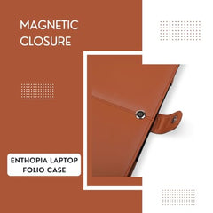 ENTHOPIA 13 to 14 Inches Folio Laptop Case Cover Vegan Leather Compatible for MacBook, Lenovo, Hp, Dell &Other Notebooks - Plain Cork
