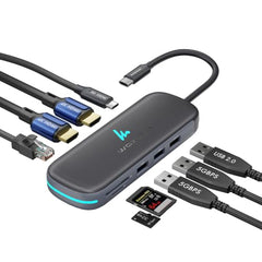 Type C 14 in 1 Wozoyo Docking Station, PD 100W, 2X4K@60Hz HDMI,4K DisplayPort, 2XType-C 10Gbps, USB 10Gbps, Gigabit Ethernet, AUX Port,Universally Compatible Thunderbolt 4,macOS,Windows,Android & iOS