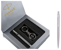 Parker Gift Set | Vector Special Edition Chrome Trim Roller Ball Pen with Parker Keychain | Ideal for Gifting | Elegant Gift for Any Occasion