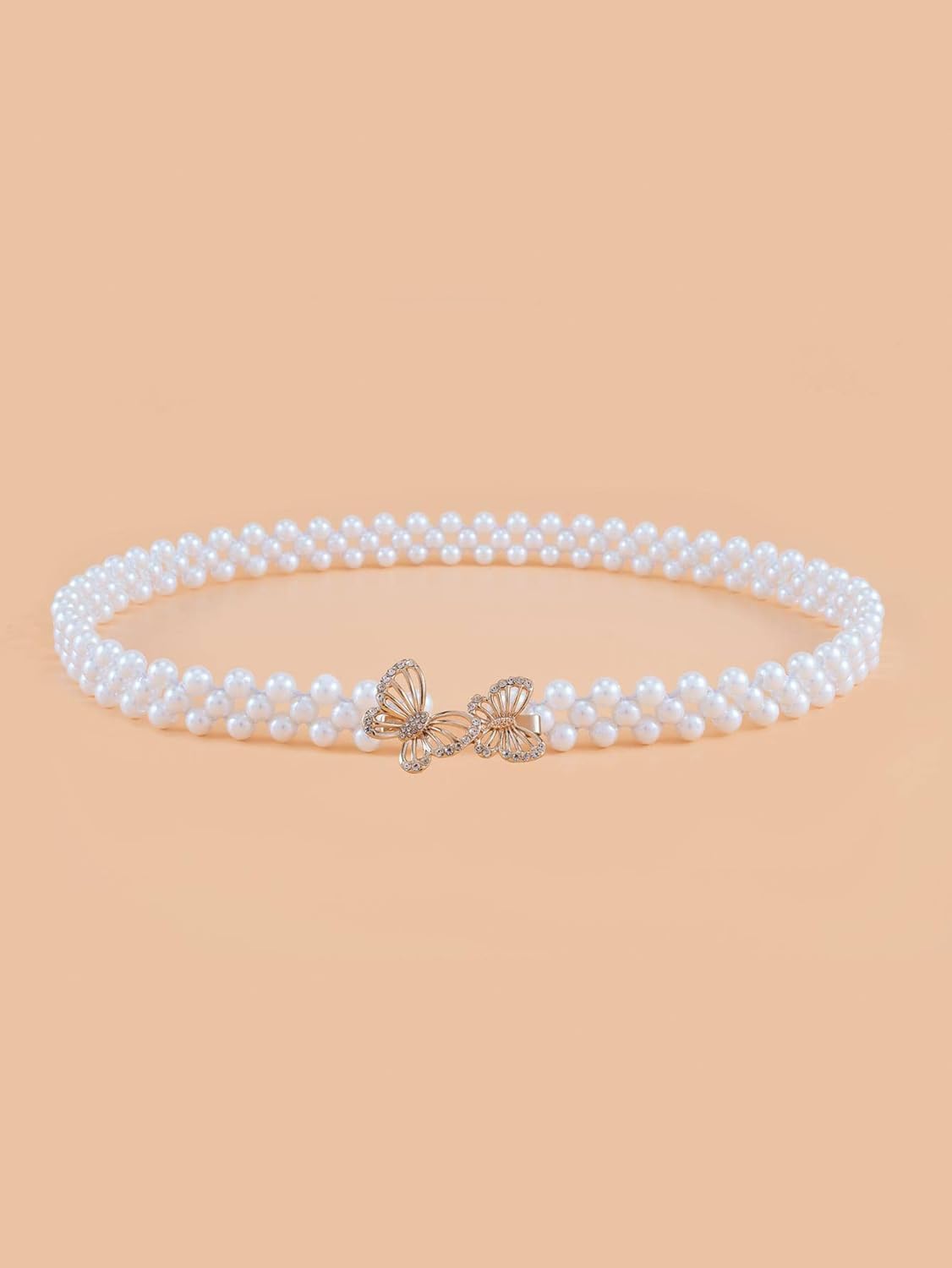 SYGA Pearl Adjustable Waist Belt with Hollowed Tassel Detail, Suitable Size for Waist 24-34 INCH
