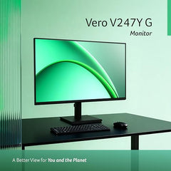 Acer Vero V247Y G 23.8 Inch Full HD IPS Monitor I 120Hz Refresh, AdaptiveSync I 99% sRGB, 1500:1 Contrast I 2x2W Speakers I HDMI +VGA I ZeroFrame I VisionCare 2.0 I VESA I Energy Star I Black