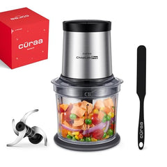 CÜRAA Chopper Electric for Kitchen | ChopLab Pro By Chef Sanjyot Keer | Compact Electric Chopper for Vegetable Chopping & Meat Mincing | Stainless Steel 4-Plane Blades | Black