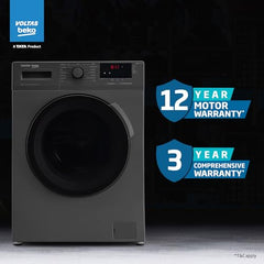 Voltas Beko, A Tata Product 7 Kg 5 Star Inverter Quick wash Fully-Automatic Front Loading Washing Machine (WFL7012B7JVBKA/AXV, Anthracite, In buit Heater/Hygiene steam)