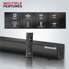 Honeywell Moxie V500 10W Portable USB Wired Soundbar, Speaker for PC,Desktop and Laptop with Volume Control and 3.5 mm AUX,2.0 Channel,52mmX2 Drivers,Plug &Play,2 Yrs Maufacuturer Warranty