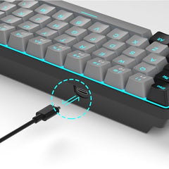 MageGee Portable 60% Mechanical Gaming Keyboard, MK-Box LED Backlit Compact 68 Keys Mini Wired Office Keyboard with Blue Switch for Windows Laptop PC Mac - Blue/White