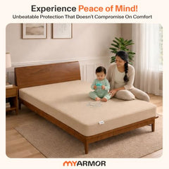 MY ARMOR Waterproof Mattress Protector King Size, 78x72, 6.5x6 feet, Double Bed Protector Sheet Cover, Breathable and Hypoallergenic Ultra Soft Fitted Terry Cotton Feel Fabric, Elastic Skirting, Grey