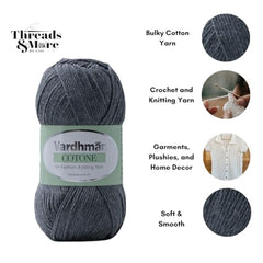 Vardhman Threads Cotone DK Weight Yarn - 51% Cotton 49% Acrylic Blend - 100g Ball 250m Length - Perfect for Knitting Crochet Amigurumi (Turquoise Blue)