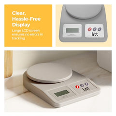 Lifelong Digital Kitchen Weighing Scale, 5kg Capacity, Grey, LCD Display with Tare Function for Kitchen, Baking, Diet, and Food Weighing