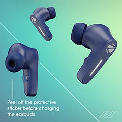 Zebronics Sound Bomb 7 Bluetooth TWS in Ear Earbuds with 60H Playtime, ENC Mic, Rapid Charge, Upto 50ms Gaming Mode, Flash Connect, Voice Assistant, Smooth Touch Control, BT v5.2, Type C (Blue)