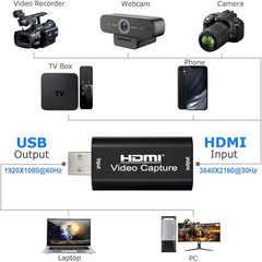 XIKKART USB 3.0 4K HDMI Video Capture Card 1080p 60fps Audio Video Capture Card, Game Capture Card, HDMI to USB 3.0 for Gaming, Streaming Device, Compatible with Nintendo Switch, PS3/4, Xbox