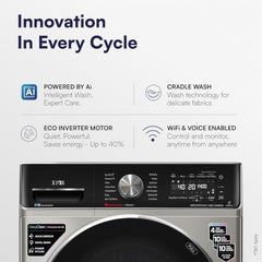 IFB 11 Kg 5 Star, Ai DOS, OXYJET, 9 Swirl Wash, Steam Refresh, Eco Inverter, WiFi, DeepClean® Fully Automatic Front Load Washing Machine(EXECUTIVE PLUS OXN 1114, 2X Power Steam®,Inbuilt Heater,Silver)