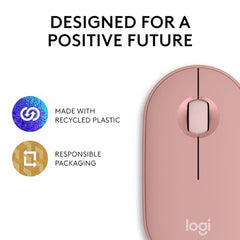 Logitech Pebble Mouse 2 M350s Slim Bluetooth Wireless Mouse, Portable, Lightweight, Customisable Button, 4000 DPI, Quiet Clicks, Easy-Switch for Windows, macOS, iPadOS, Android - Tonal Graphite