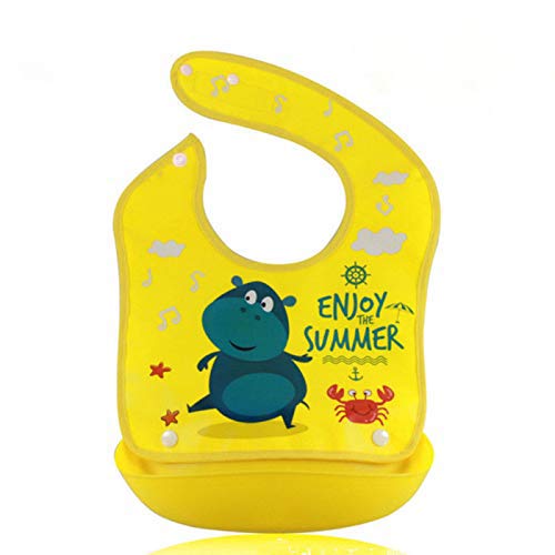 Syga 2 Pieces Baby Bibs Waterproof Silicone Roll up Washable Crumb Catcher Baby Feeding Eating Bib for 6 Months to 2 Years Unisex Baby (Multicolour)