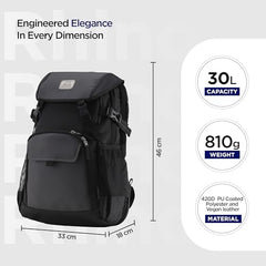 HARISSONS RHINO Laptop Backpack | 30L | Fits 15.6” Laptop | 420D PU-Coated Polyester & Vegan Leather | Office, Commute & Travel | Laptop Protection, Trolley Sleeve, Organizer (Grey)