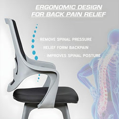 MRC Mono Ergonomic Office Chair (Mid-Back) – Revolving Breathable Mesh Desk Chair for Work from Home & Study–Lumbar Support & Heavy Duty Nylon Base (Grey & White)