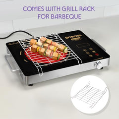Borosil 2200W Smart Kook Infrared Induction | Digital Display with Touch Buttons | Glass Crystallite Plate | 8 Preset Modes | Auto Cooling Fan | 1 Year Warranty | Made in India