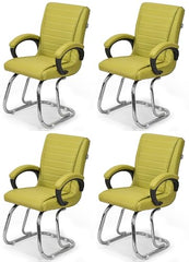 KITHANIA Executive Office Home Study Chair Library Chair with Cushioned Arm Rest & Seat Back, Reception or Conference Room Seating, 100 Kgs Limit (2, Pink, Double Pipe Chrome Frame)