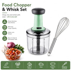 KITCHENOL Food Chopper 900ml, 4 Blade Steel Large Manual Hand-Press Vegetable Chopper Mixer Cutter to Cut Onion, Salad, Tomato, Potato 1000ml (Pack of 1) (dori Chopper)