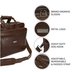 Hard Craft Vegan Leather Office Laptop Messenger and Shoulder Side Sling Hand Bag For Men Corporate Executive Briefcase Bag For Man Supports Laptop Upto 15.6 inches