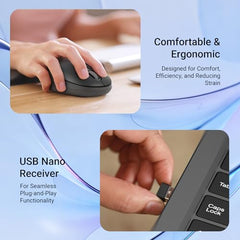 ZEBRONICS Groot Wireless Mouse, Dual Mode (2.4GHz + BT), Upto 1600 DPI, Silent Operation, 3 Buttons, Comfortable & Ergonomic, for Mac | Laptop | Computer, with 2 Years Warranty (Blue)
