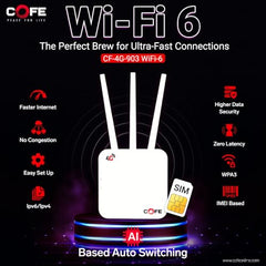 COFE CF-4G 903 | Speed upto 300Mbps | All 4G/5G Sim Compatible | Plug and Play | No Configuration Required | Micro SIM Card Slot | Supports DVR, NVR, Wi-Fi Camera | 3 Antenna | 128MB RAM Configuration
