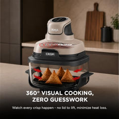 Ninja Crispi 1700W CleanCrisp Glass Air Fryer | 1.4L & 3.8L containers, Microwave, Freezer and PFAS Safe, Non-Toxic Glass Portable Cooking System with 2 year Warranty