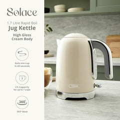 Tower Electric Kettle 1.7L Metal Body Auto Shut-Off 360° Base Blue | 1.7L capacity, 1350W rapid boil, full metal body, auto shut-off and boil-dry protection, 360-degree swivel power base
