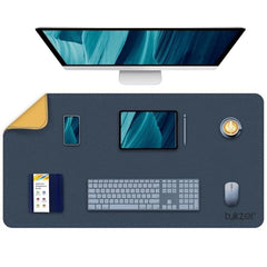 Tukzer Extended Vegan PU Leather Mouse Pad Desk mat Smooth Reversible Dual Color Splash Proof Anti Fray Stitched Edges Non-Slip Mousepad for Laptop Notebook Gaming Computer(Blue & Yellow 90CM X 45CM)