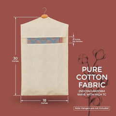 Mahshir Hanging Cotton Saree Covers with Zip, Set of 12, 30x18 Inches, 76.2 cm Height, for Saree Storage
