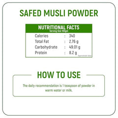 Organic Safed Musli Root Powder – 100g | Ayurvedic Supplement for Strength, Stamina, Vitality & Performance