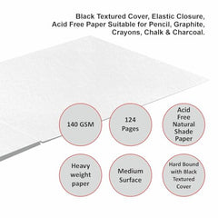 Anupam SketchO Sketchbook Hardbound, Portrait Opening 140 GSM Acid Free Natural Shade Paper (A5 Size 128 Pages)