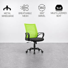 CELLBELL Desire C104 Mesh Mid Back Chair | Ergonomic Office, Study, Revolving, Computer Chair for Work from Home Heavy Duty Metal Base, Seat Height Adjustable (Black)
