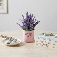Dekorly Premium Artificial New Rose Flower with Pink Decorative Pot (Storage Large) – 22 cm Faux Flower Arrangement for Home Decor Living Room Bedroom Office Decor (1, Rose)