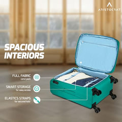 Aristocrat Duralite Set of 3 Soft Case (S+M+L) Trolley Bags, Red | 8-Wheels, Spacious, Zipper Expander, Front Pocket, Polyester Case, Combination Lock, Travel Luggage, 3-Year Global Warranty